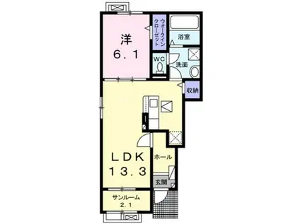 アルドールⅠ(1LDK/1階)の間取り写真