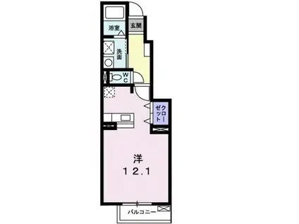 セレッソK・K(ワンルーム/1階)の間取り写真