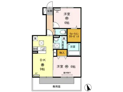 BIG JOY YAMATO(2DK/1階)の間取り写真