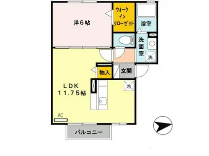 ウィルモアアベニュー(1LDK/2階)の間取り写真