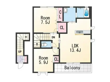 MASTCOURT鳴神(2LDK/2階)の間取り写真