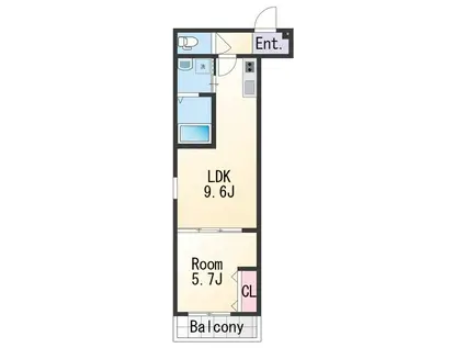 フジパレス市駅東ウエスト(1LDK/2階)の間取り写真
