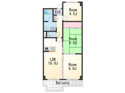 サンシティ広瀬(3LDK/3階)の間取り写真