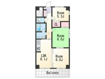 プリムローズ(3LDK/7階)の間取り写真