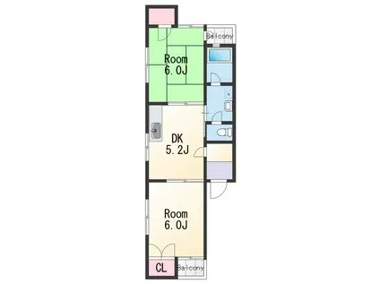 雄ノ湊ハイツ(2DK/3階)の間取り写真