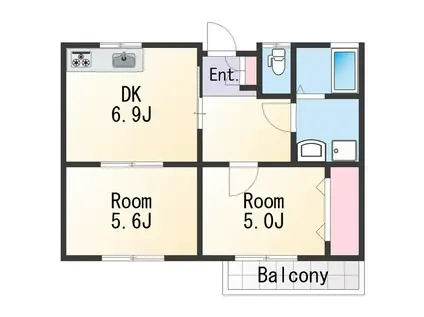 プチシャトーマンション(2DK/2階)の間取り写真