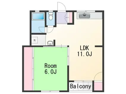 フレセンス紀伊(1LDK/1階)の間取り写真