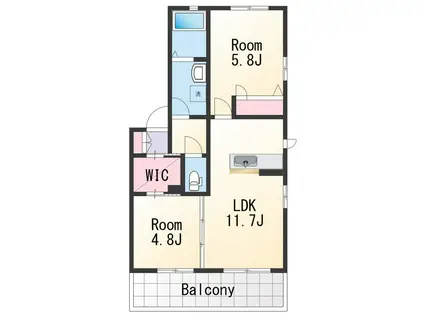 シャーメゾン安原(2LDK/2階)の間取り写真