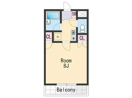 シャルマンフジ中之島壱番館(1K/2階)の間取り写真