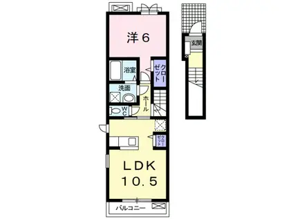 コートジュネスB(1LDK/2階)の間取り写真