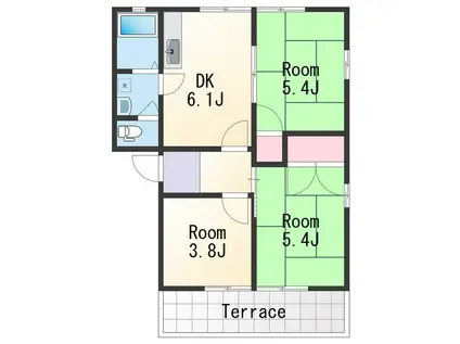 楠見中ディアス(3DK/1階)の間取り写真