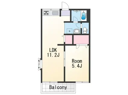 上松ハイツ(1LDK/2階)の間取り写真