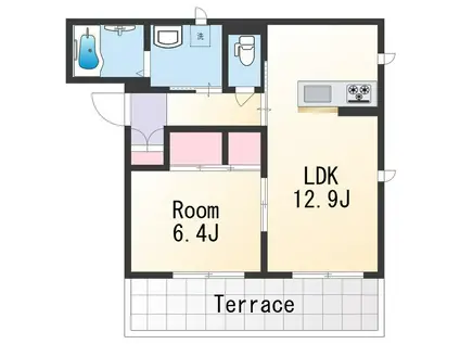 ヴィレッジ三年坂(1LDK/1階)の間取り写真