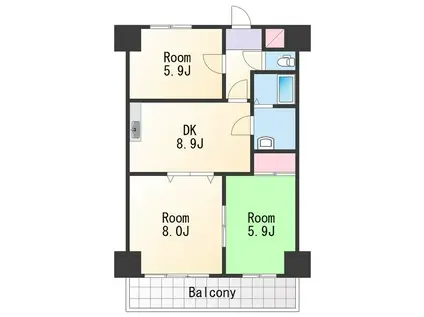 エレナ和歌浦(3DK/2階)の間取り写真