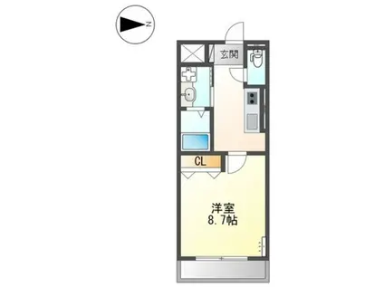 フルハウス黒田Ⅱ(1K/2階)の間取り写真