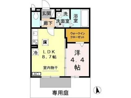 ピーヌスカウダ(1LDK/2階)の間取り写真