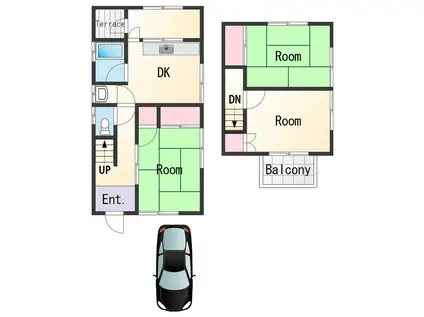 和歌山線 岩出駅 徒歩32分 2階建 築50年(3DK)の間取り写真