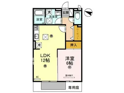 マリン毛見(1LDK/1階)の間取り写真