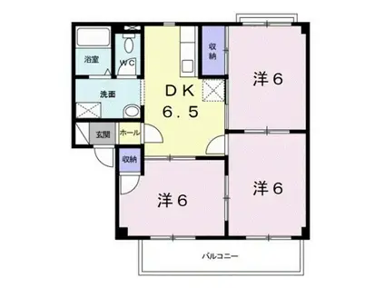 グレイスⅡ(3DK/2階)の間取り写真