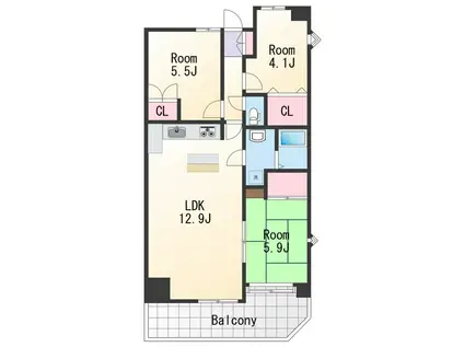 朝日プラザ十番町(3LDK/8階)の間取り写真