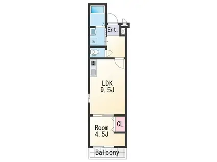 フジパレス中之島イースト(1LDK/3階)の間取り写真