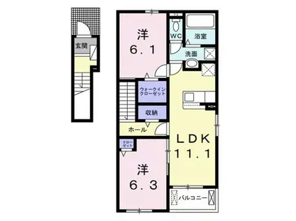 シャライム(2LDK/2階)の間取り写真