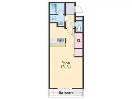 ルーチェ秋月(ワンルーム/1階)の間取り写真