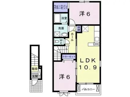 シャイニングルーチェ(2LDK/2階)の間取り写真