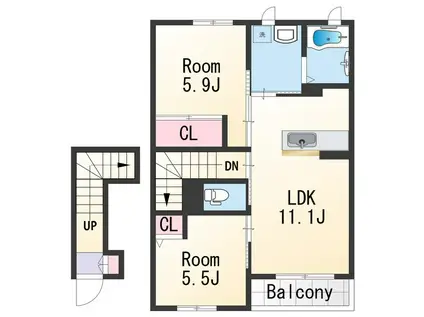 シャーメゾン狐島(2LDK/2階)の間取り写真