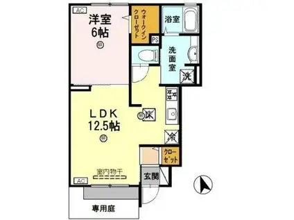 ミル・クレール(1LDK/1階)の間取り写真