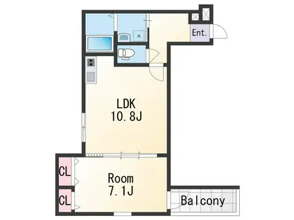 フジパレス田中町Ⅲ番館(1LDK/2階)の間取り写真