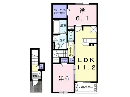 スエロ・レシデンシア(2LDK/2階)の間取り写真