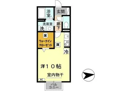 モナリエAN(ワンルーム/1階)の間取り写真