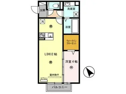 フィオーレ野崎Ⅱ(1LDK/1階)の間取り写真