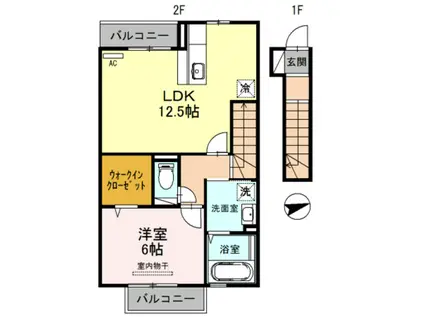 パルテール小雑賀(1LDK/2階)の間取り写真