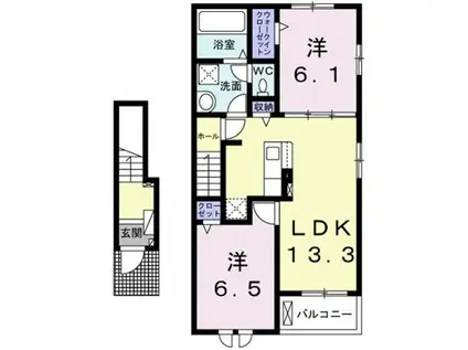 サウスラポール Ⅱ(2LDK/2階)の間取り写真