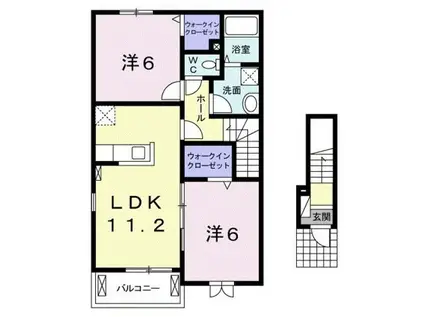 ラ・フォンテⅡ(2LDK/2階)の間取り写真