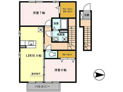 セジュール岡崎(2LDK/2階)の間取り写真