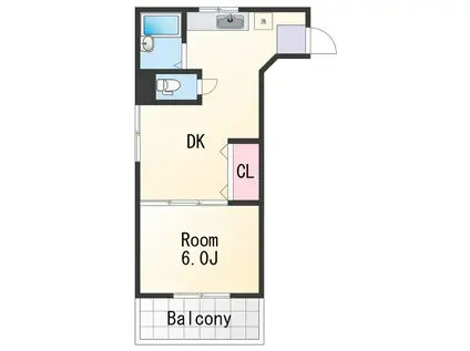 パールハウス(1DK/2階)の間取り写真