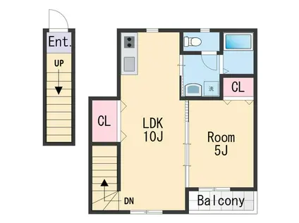 TJ田尻(1LDK/2階)の間取り写真