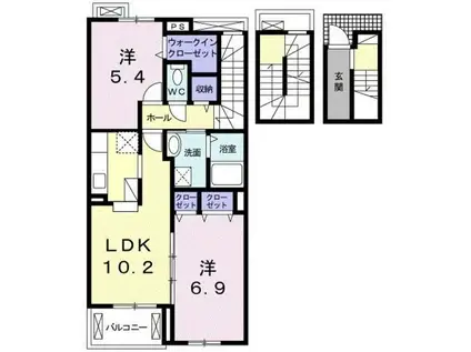 エスポワールREIWA(2LDK/3階)の間取り写真