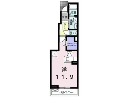 ラ・ヴィーユ(ワンルーム/1階)の間取り写真