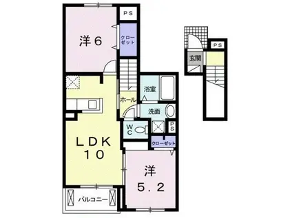 リヴェール聖(2LDK/2階)の間取り写真