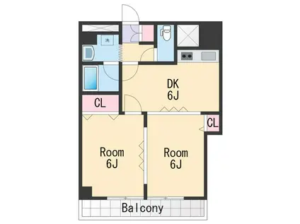 パリ・シャトー本町(2DK/10階)の間取り写真