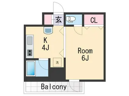 パリ・シャトー本町(1K/12階)の間取り写真