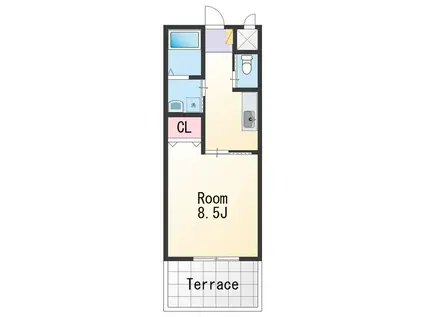 ルガール直川(1K/2階)の間取り写真