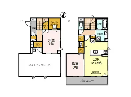リーフ クレール(2LDK/2階)の間取り写真