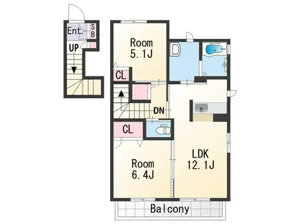 シャーメゾン紀三井寺(2LDK/2階)の間取り写真