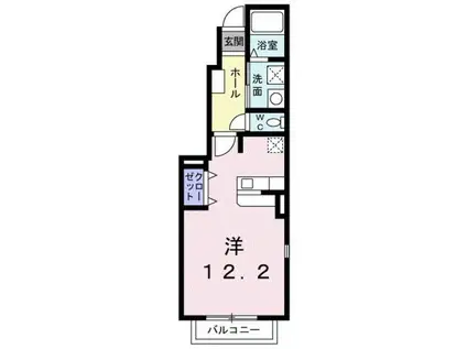 プリムローズⅡ(ワンルーム/1階)の間取り写真