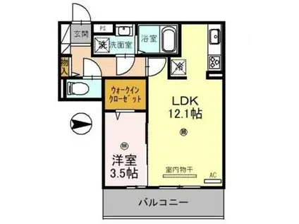 D-ROOM宇須 光(1LDK/3階)の間取り写真